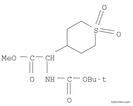 Molecular Structure of 1219371-51-3 (Methyl 2-(Boc-aMino)-2-(1,1-dioxo-4-tetrahydrothiopyranyl)acetate)